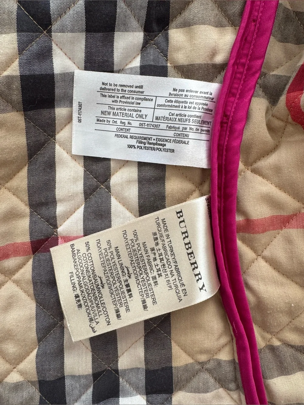 Burberry Magenta Quilted Jacket